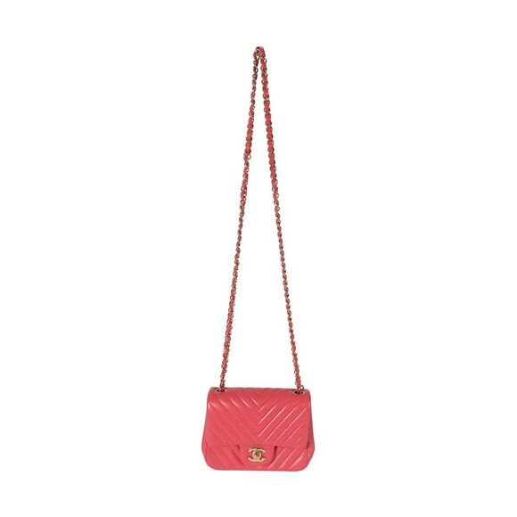 Chanel Chevron Pink Lambskin Mini Flap Bag - Picture 2 of 10